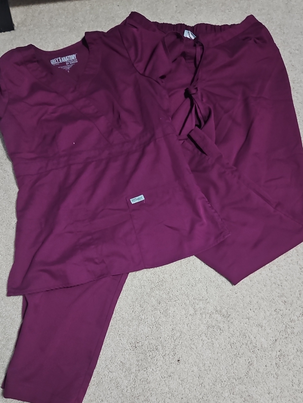 Grey's Anatomy Women's Jogger Pants and Scrub Top - Plum